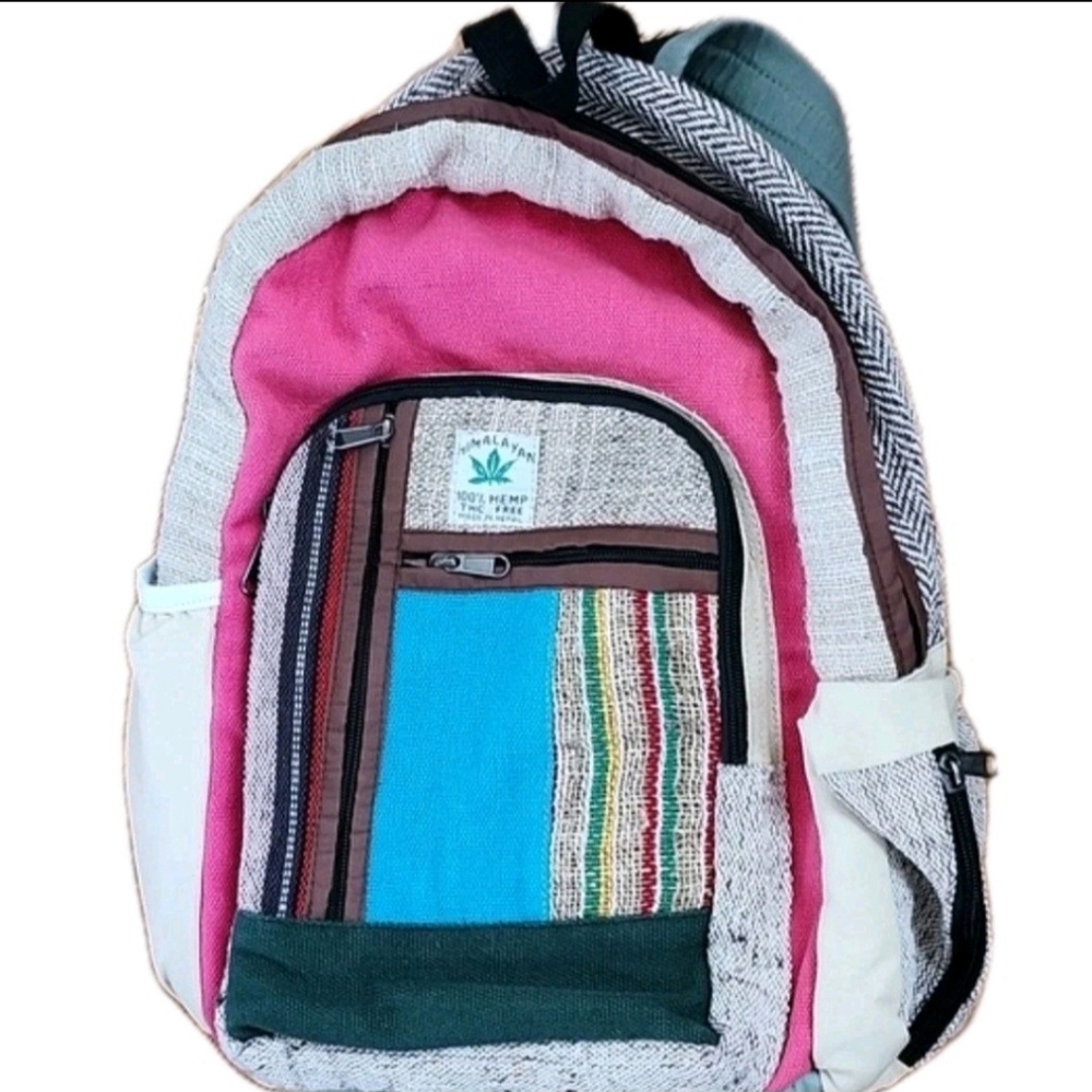 NEW Himalayan Hemp Large Patchwork Backpack. NWOT 17x12x6in. Sustainable